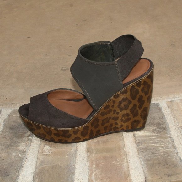 Donald J. Pliner Leee Brown Leopard Wedge Size 8.5 - Picture 6 of 9